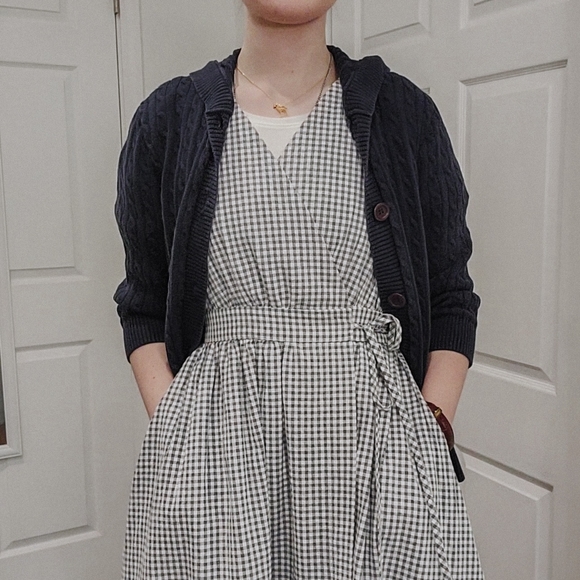 Women's Blue Cable Knit Cardigan - Picture 2 of 8